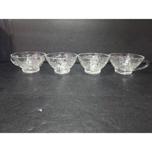 Princess House Fantasia Punch Cups, Poinsettia Flower Design,‎ Set of 4, Vintage